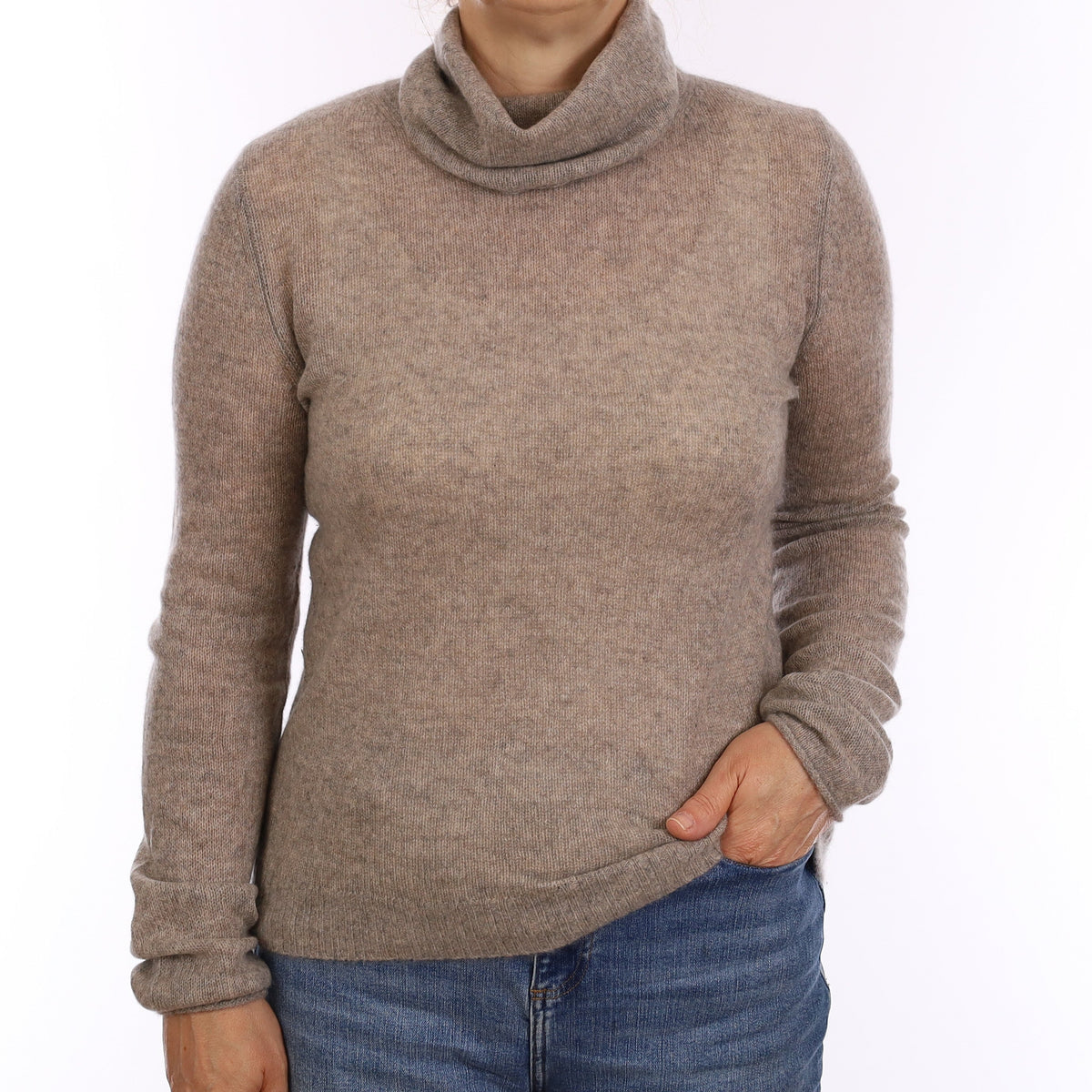 The White Company Mink Lightweight Cashmere Polo Neck Jumper Medium