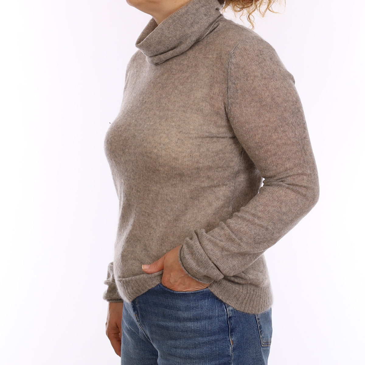 The White Company Mink Lightweight Cashmere Polo Neck Jumper Medium