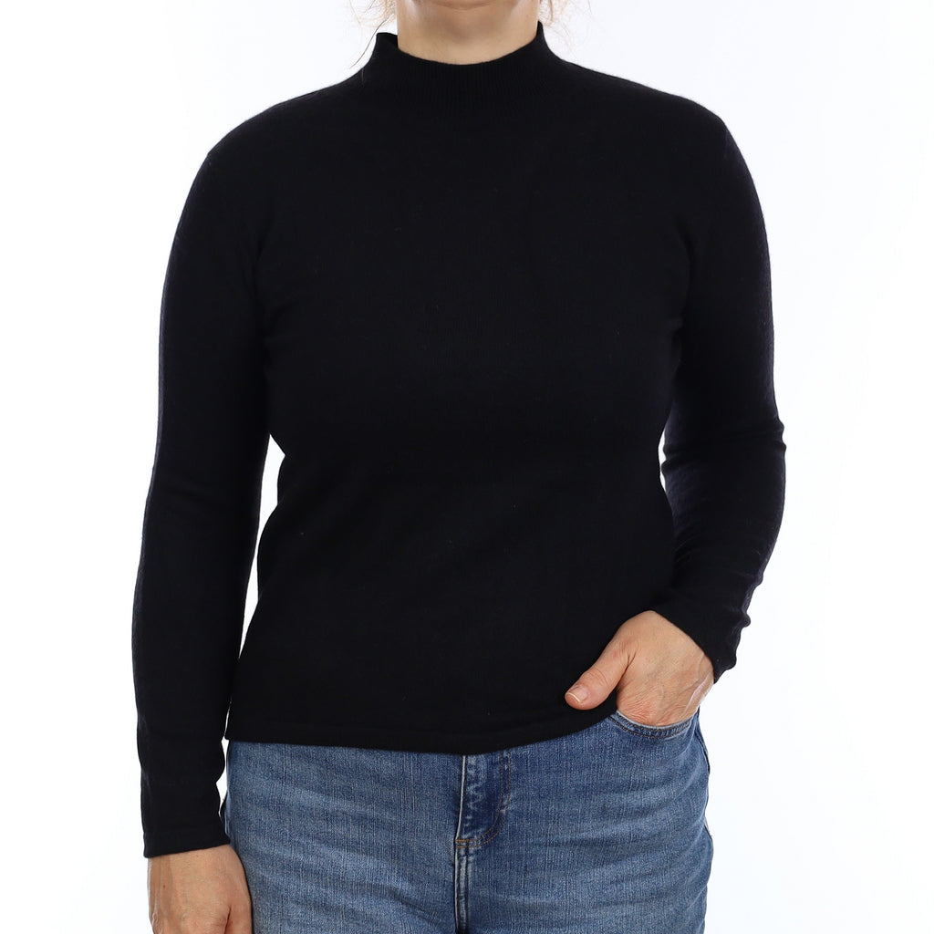 Black Cashmere Turtleneck Jumper Medium