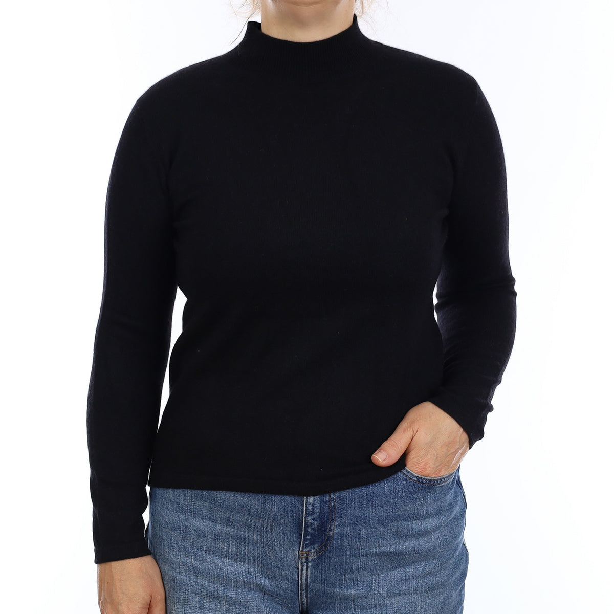 Black Cashmere Turtleneck Jumper Medium