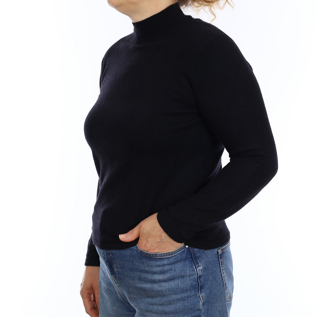 Black Cashmere Turtleneck Jumper Medium