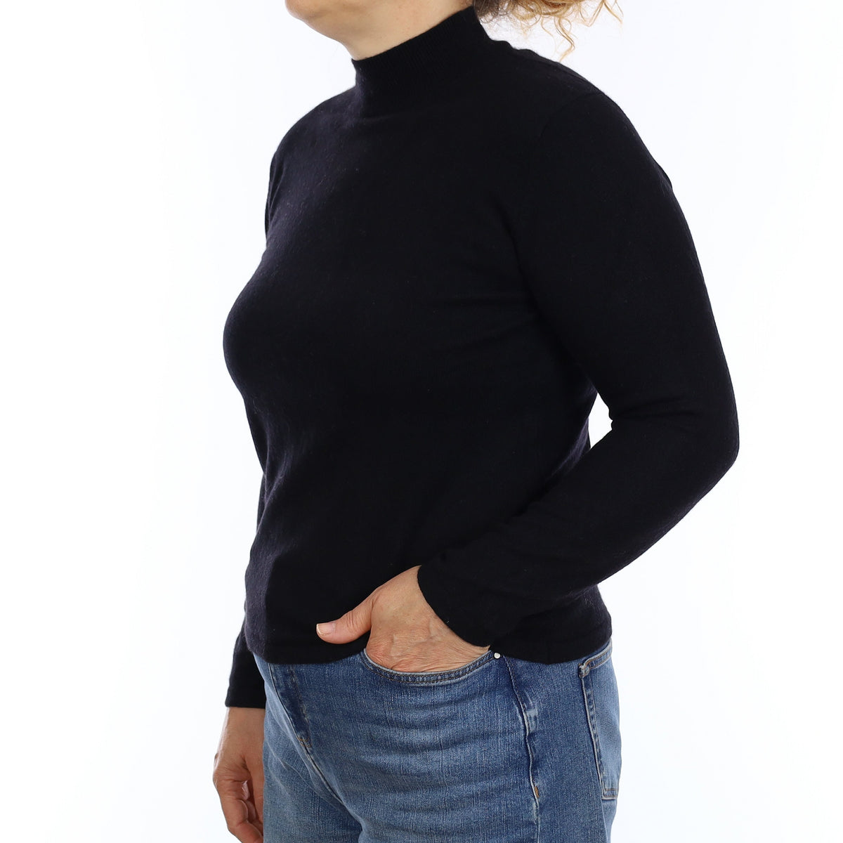 Black Cashmere Turtleneck Jumper Medium