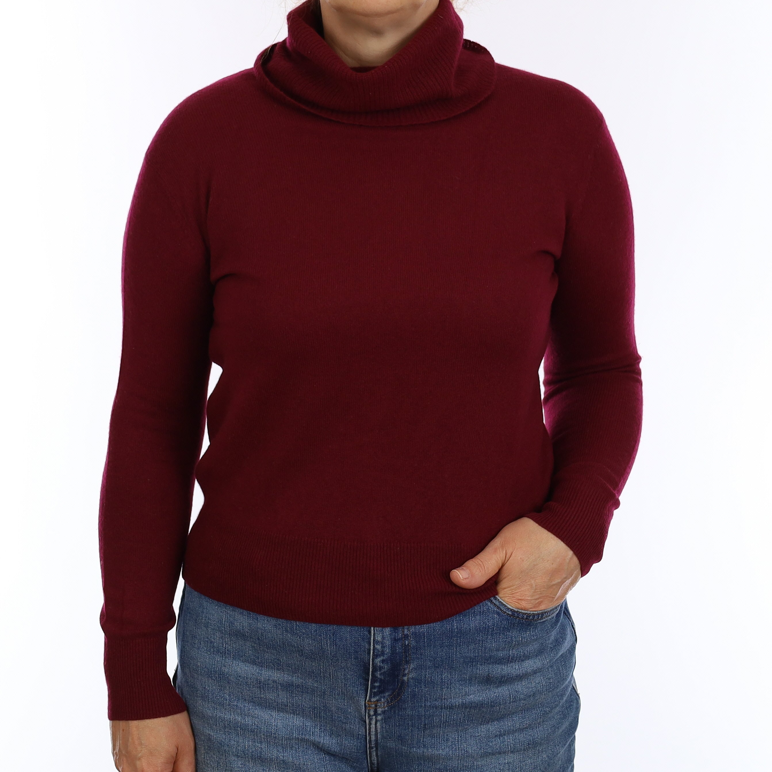 Mulberry Purple Cashmere Cowl Neck Jumper Medium