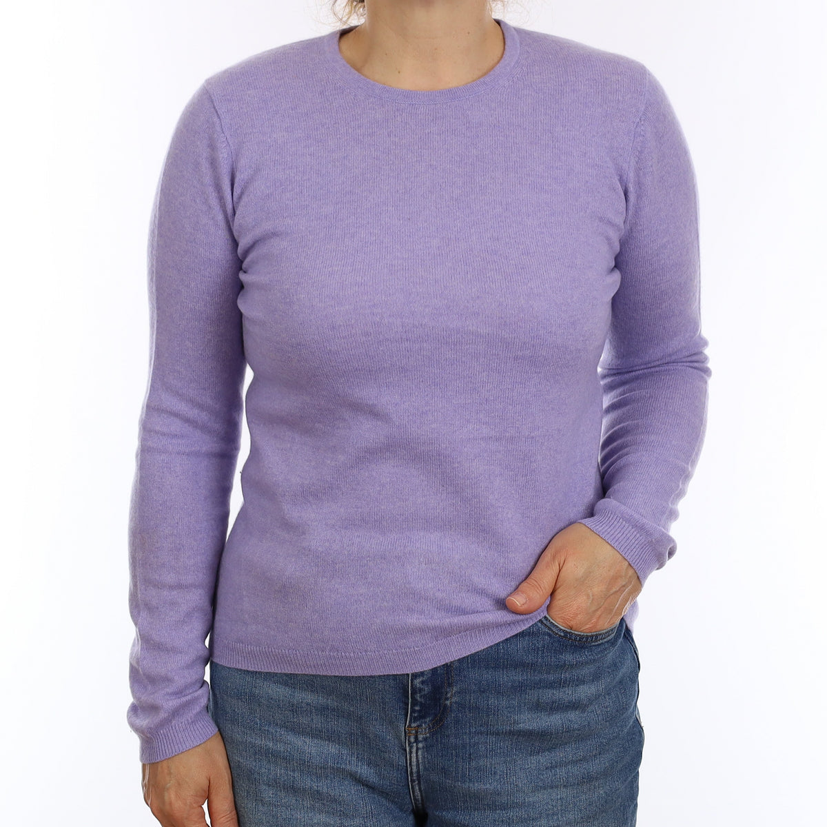 Lavender Cashmere Crew Neck Jumper Medium