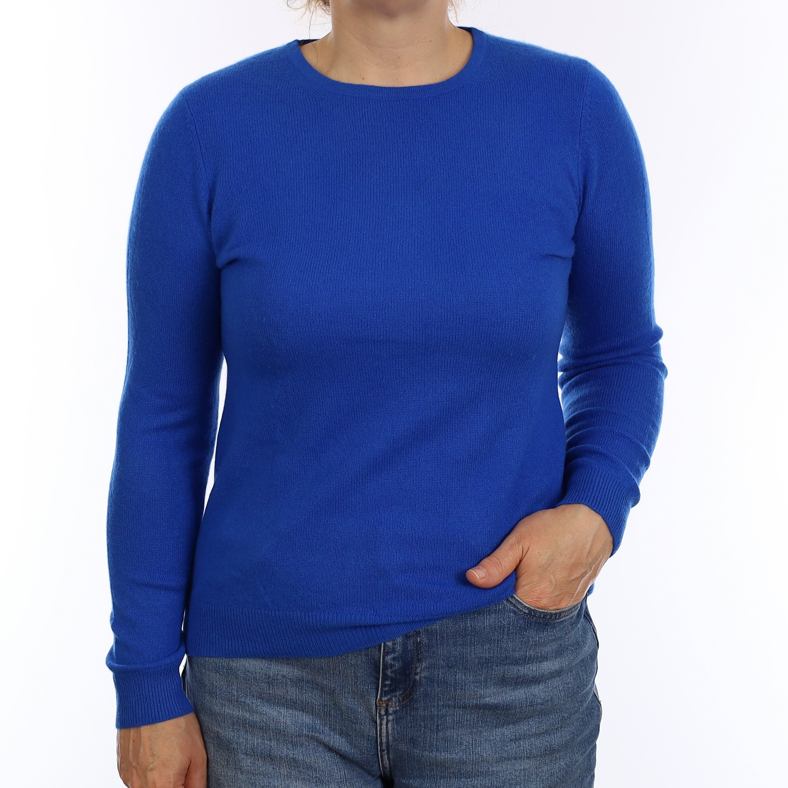 Electric Blue Cashmere Crew Neck Jumper Medium