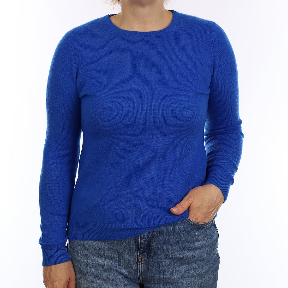 Electric Blue Cashmere Crew Neck Jumper Medium