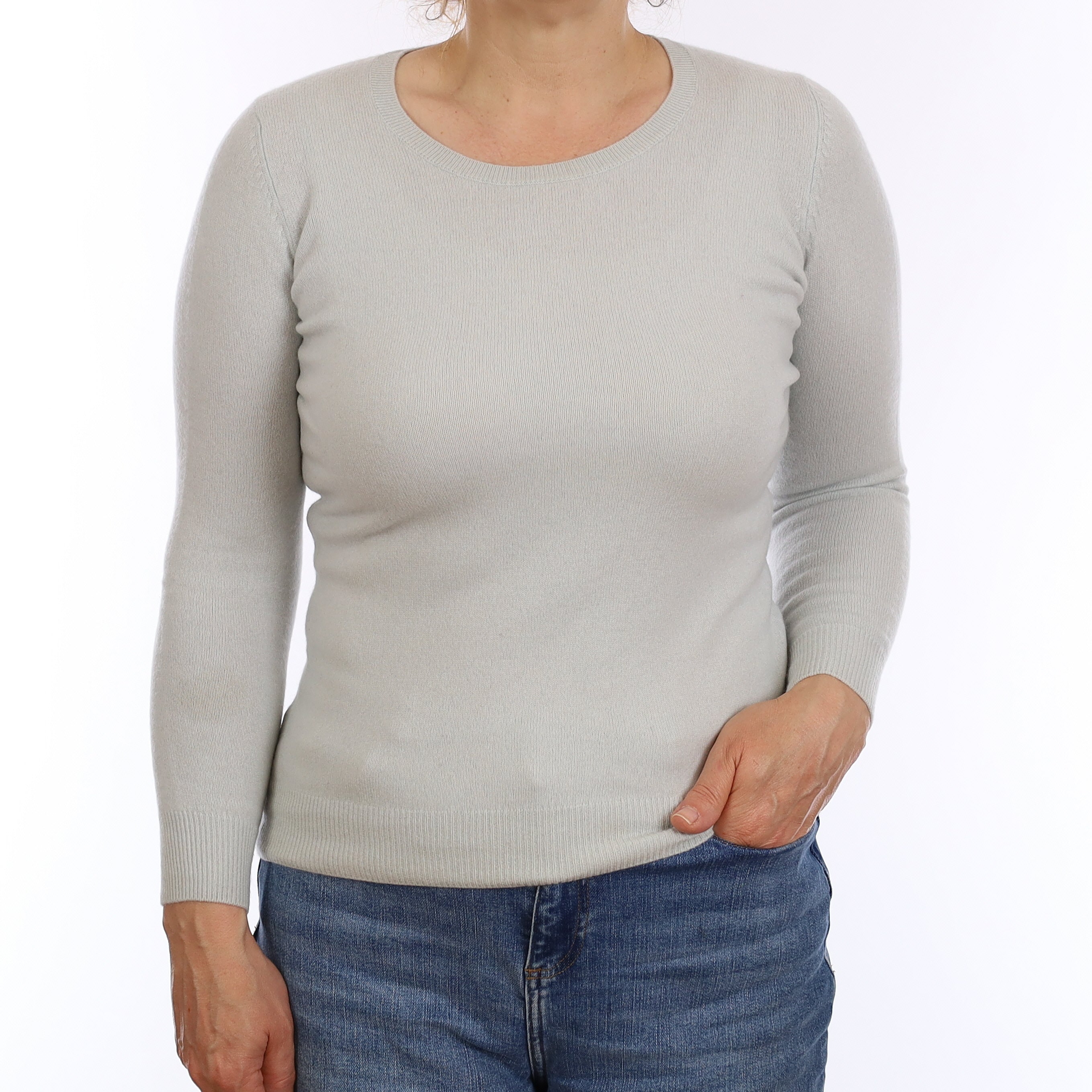 Opal Blue Cashmere Crew Neck Jumper Medium