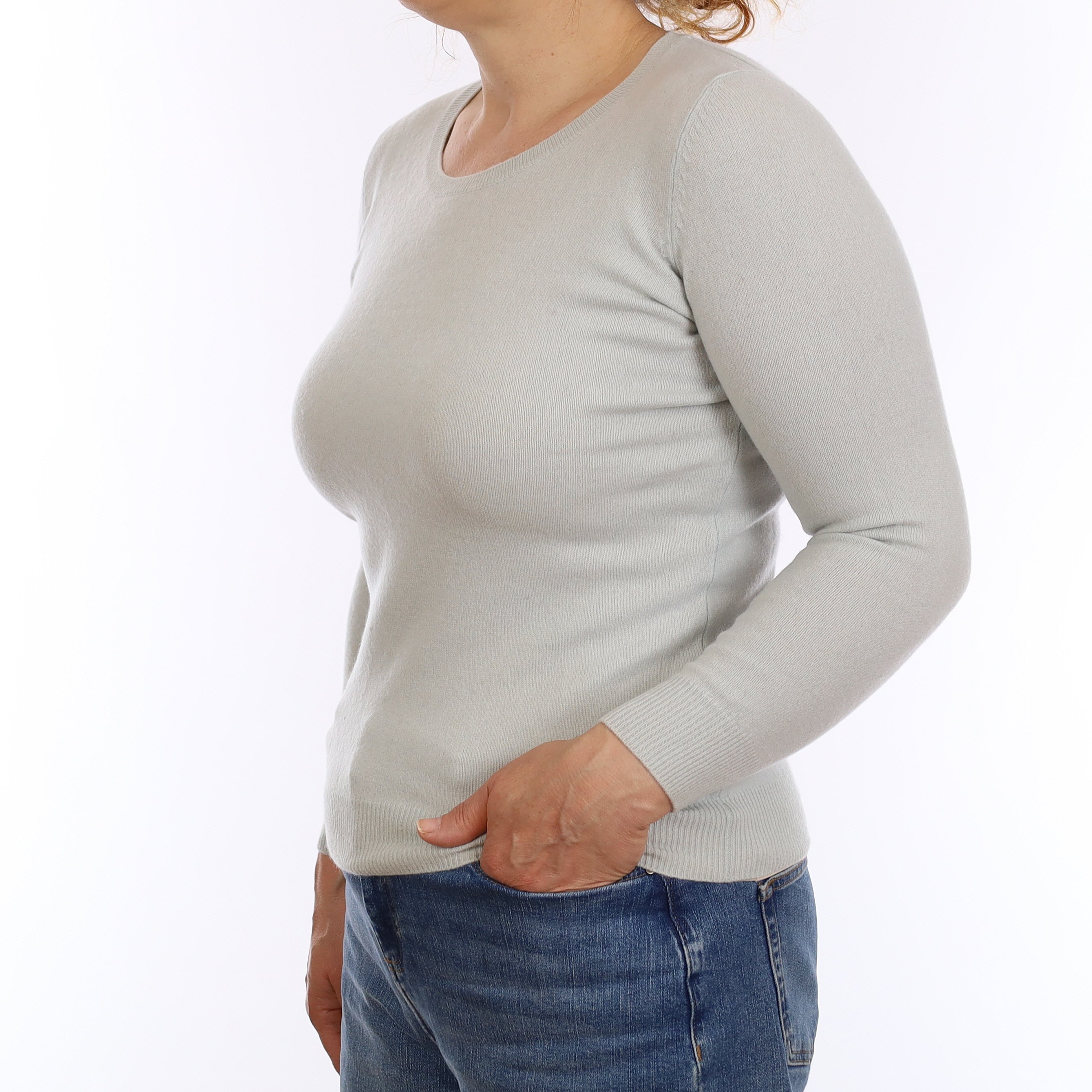 Opal Blue Cashmere Crew Neck Jumper Medium