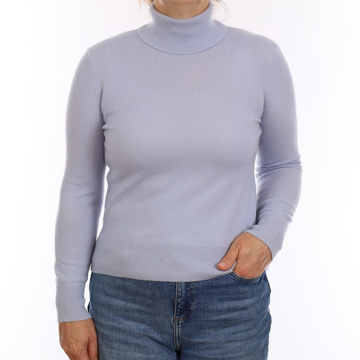 Baby Blue Cashmere Polo Neck Jumper Medium