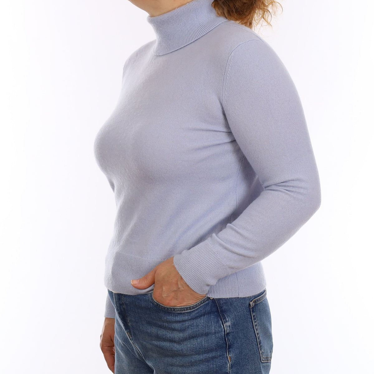 Baby Blue Cashmere Polo Neck Jumper Medium