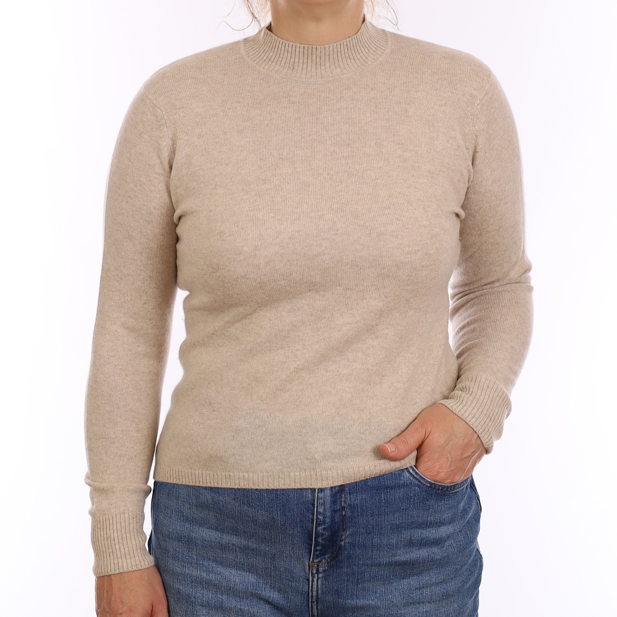 Pale Fawn Cashmere Turtleneck Jumper Medium