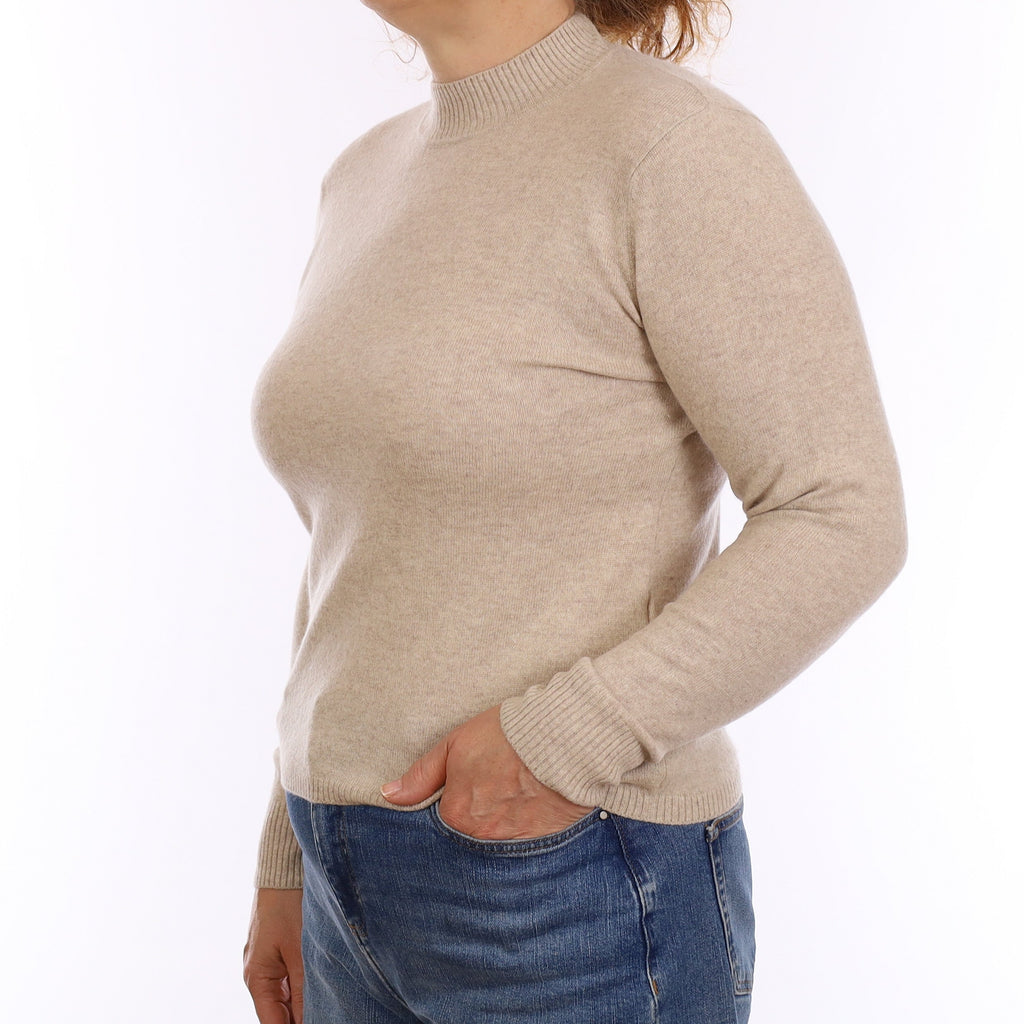 Pale Fawn Cashmere Turtleneck Jumper Medium