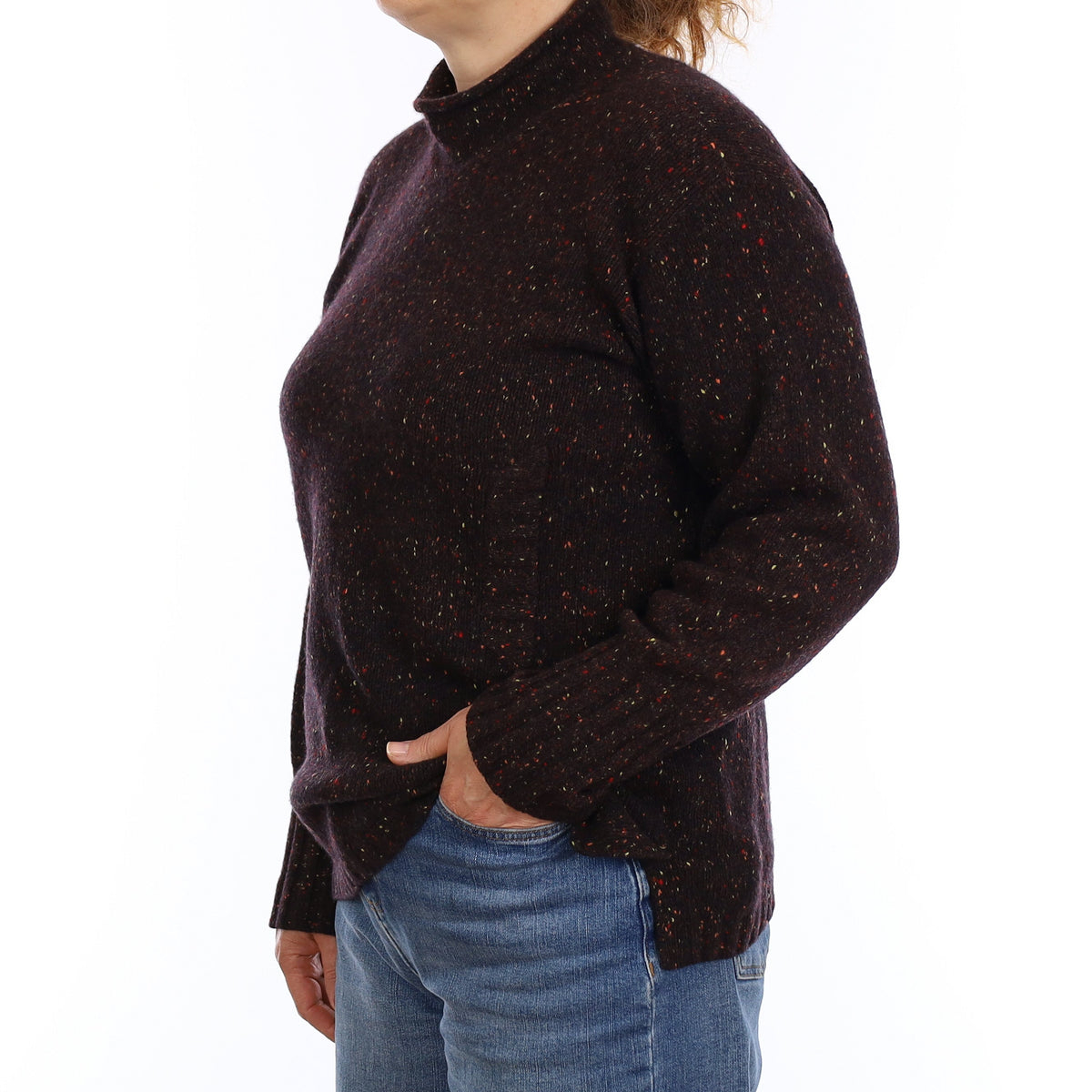 Dark Chocolate Flecked Cashmere Turtleneck Jumper Medium