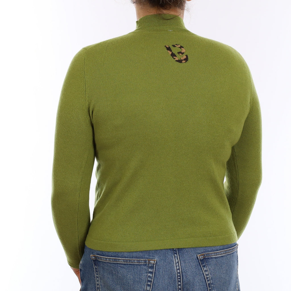 Pear Green Logo Cashmere Turtleneck Jumper Medium