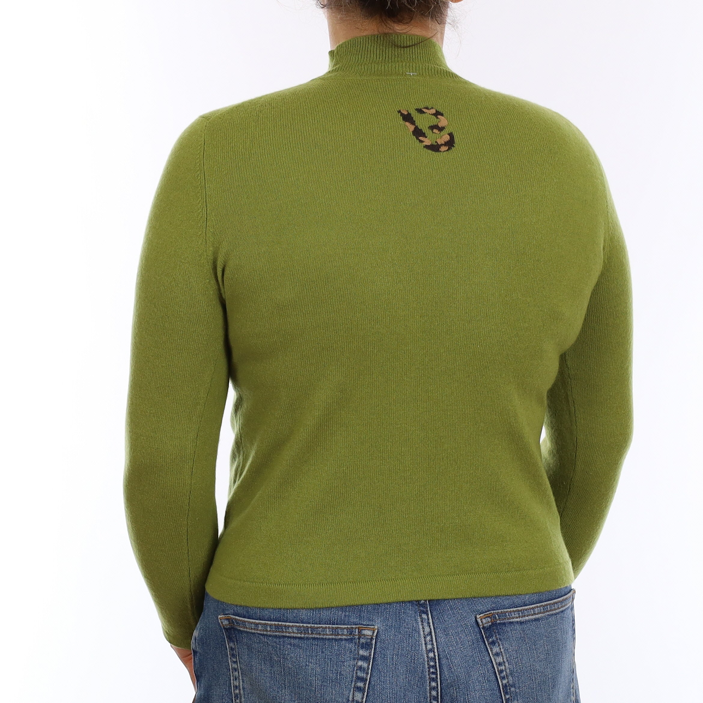Pear Green Logo Cashmere Turtleneck Jumper Medium