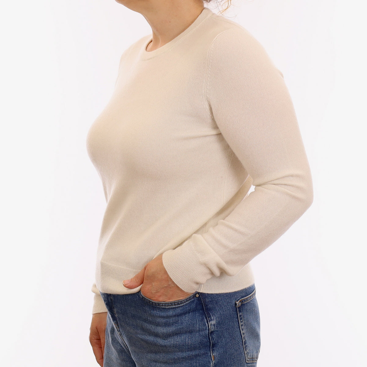Winter White Cashmere Crew Neck Jumper Medium
