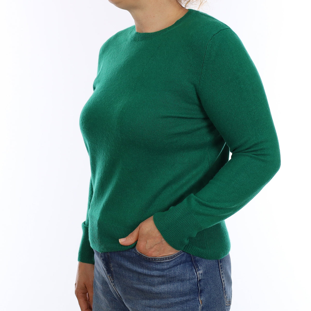 Emerald Green Cashmere Crew Neck Jumper Medium