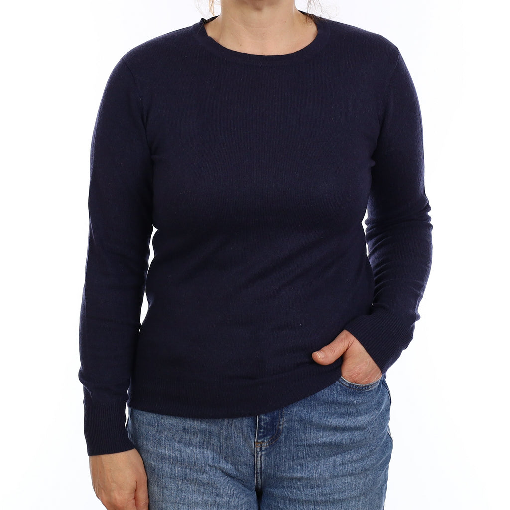 Navy Blue Cashmere Crew Neck Jumper Medium