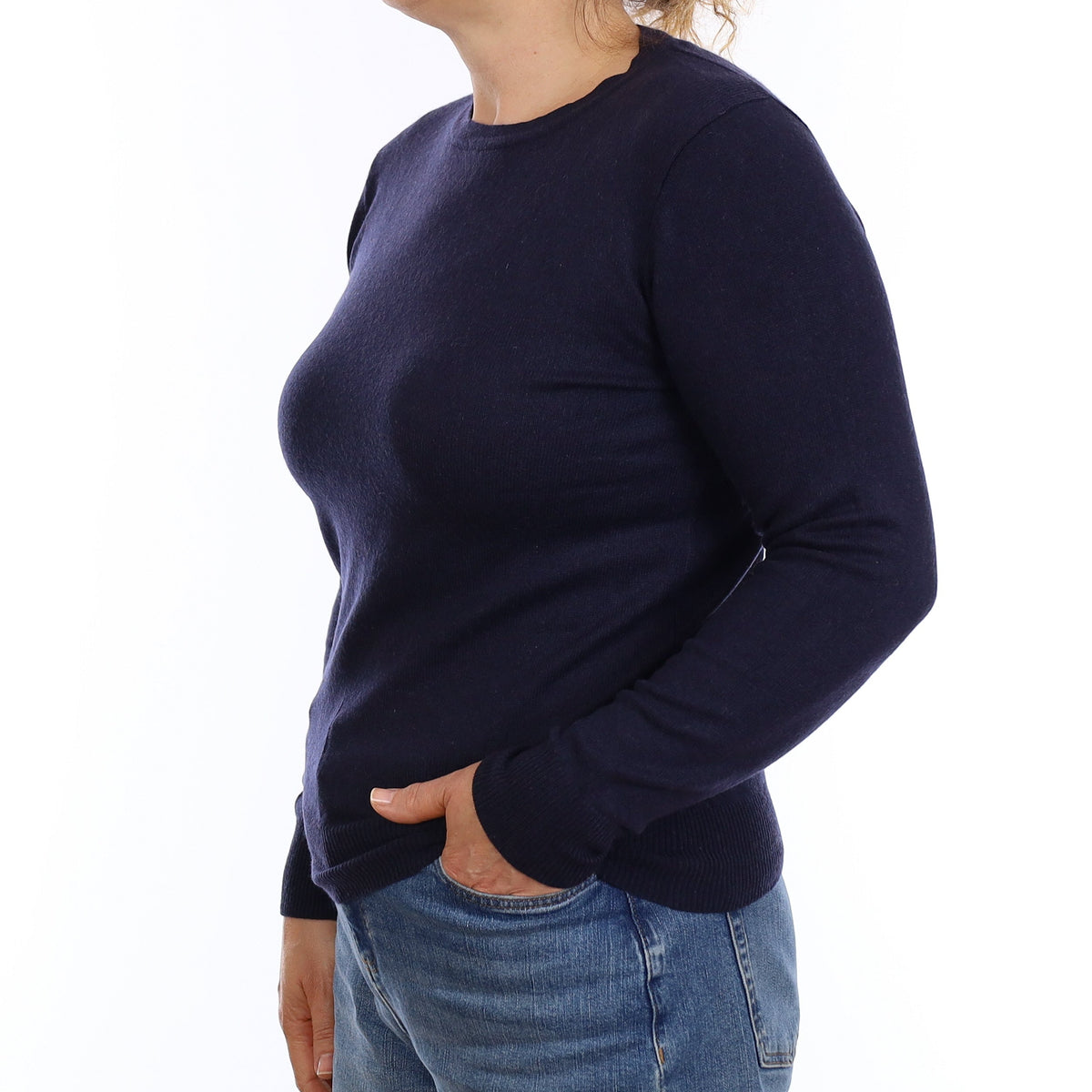 Navy Blue Cashmere Crew Neck Jumper Medium