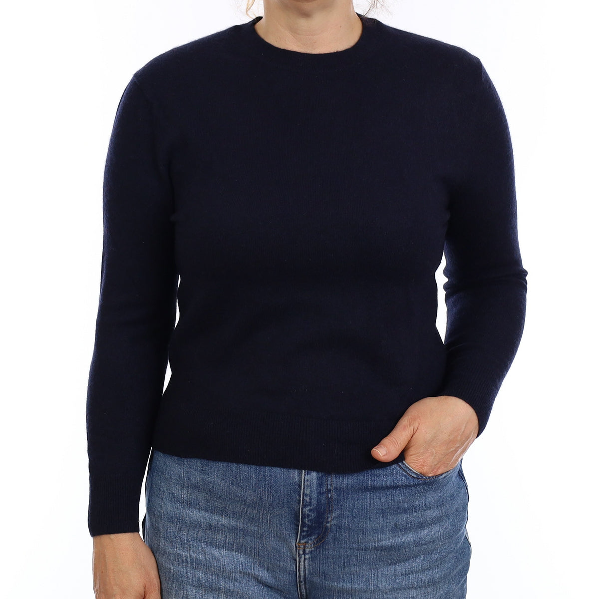 Navy Blue Cashmere Crew Neck Jumper Medium