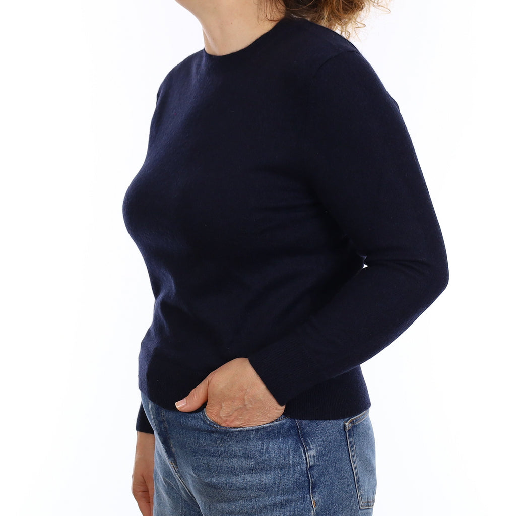 Navy Blue Cashmere Crew Neck Jumper Medium