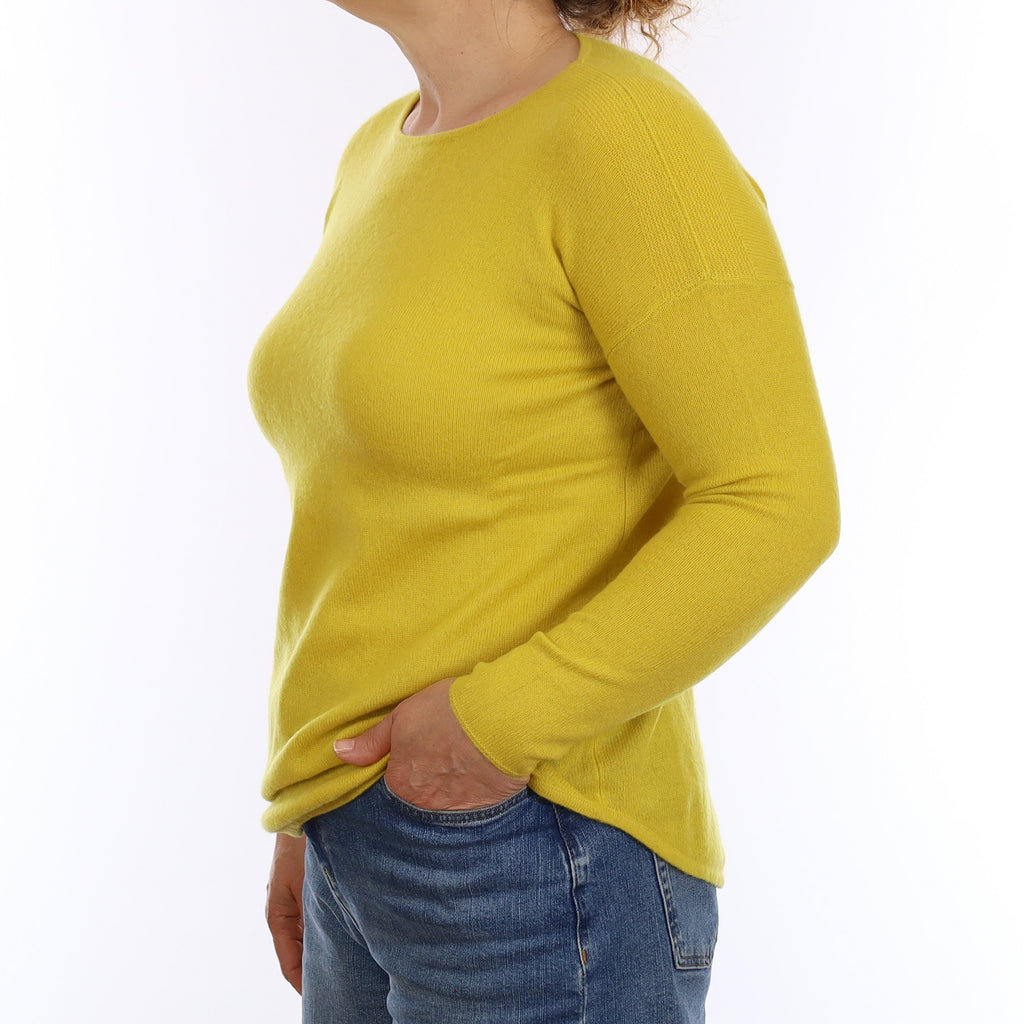Sunflower Yellow Cashmere Boat Neck Jumper Medium