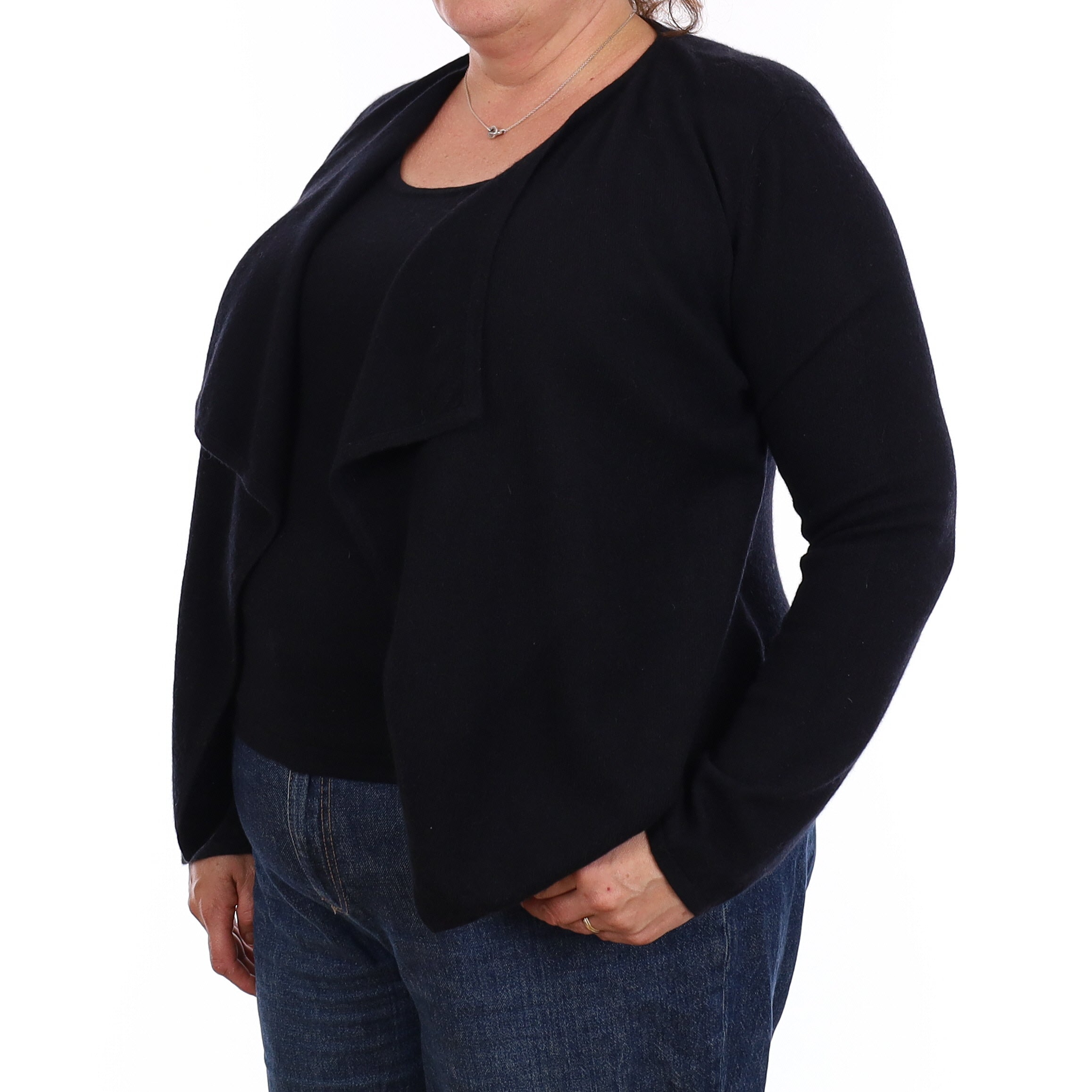 Black Cashmere 2 in 1 Cardigan Extra Large