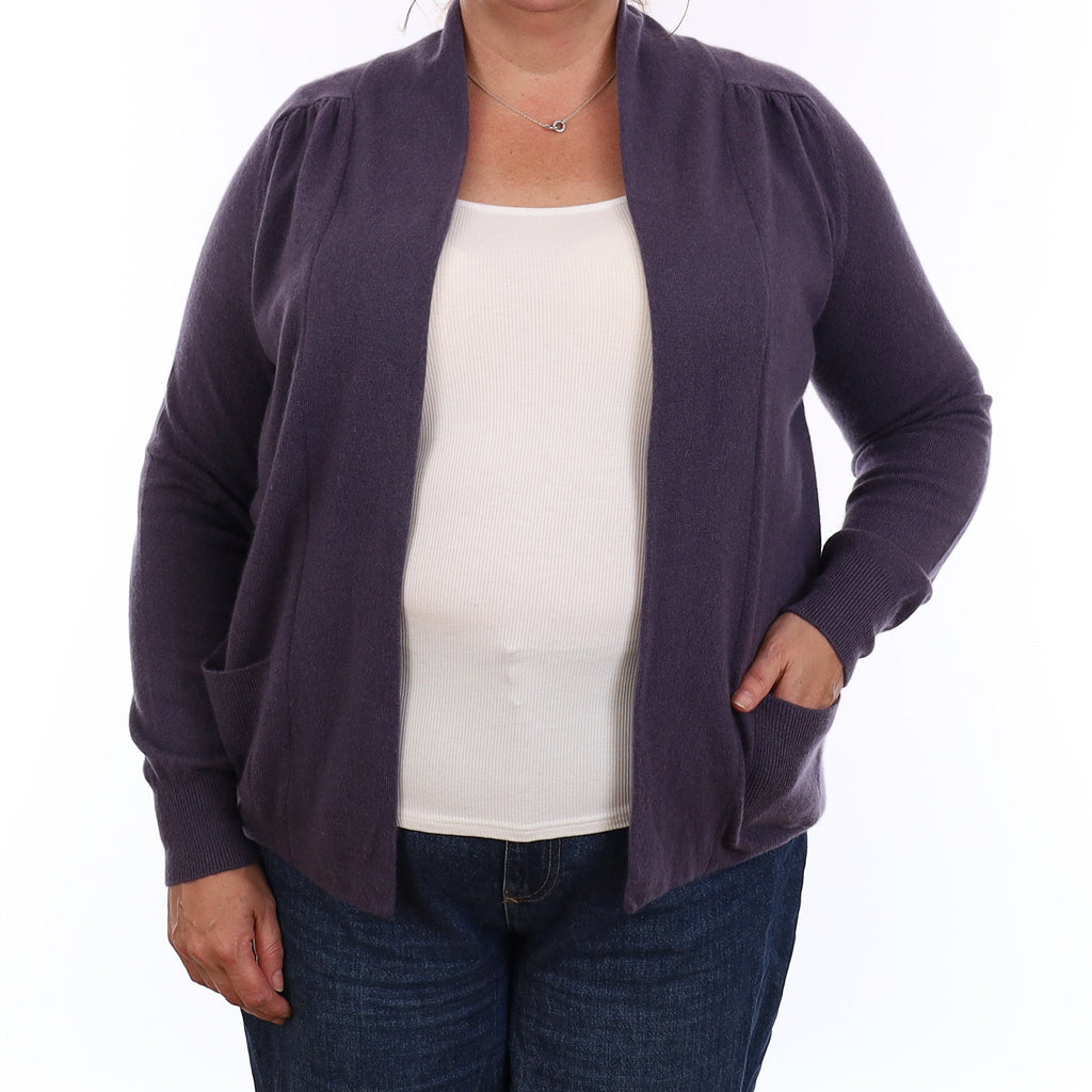 Shadow Purple Cashmere Edge to Edge Cardigan Extra Large
