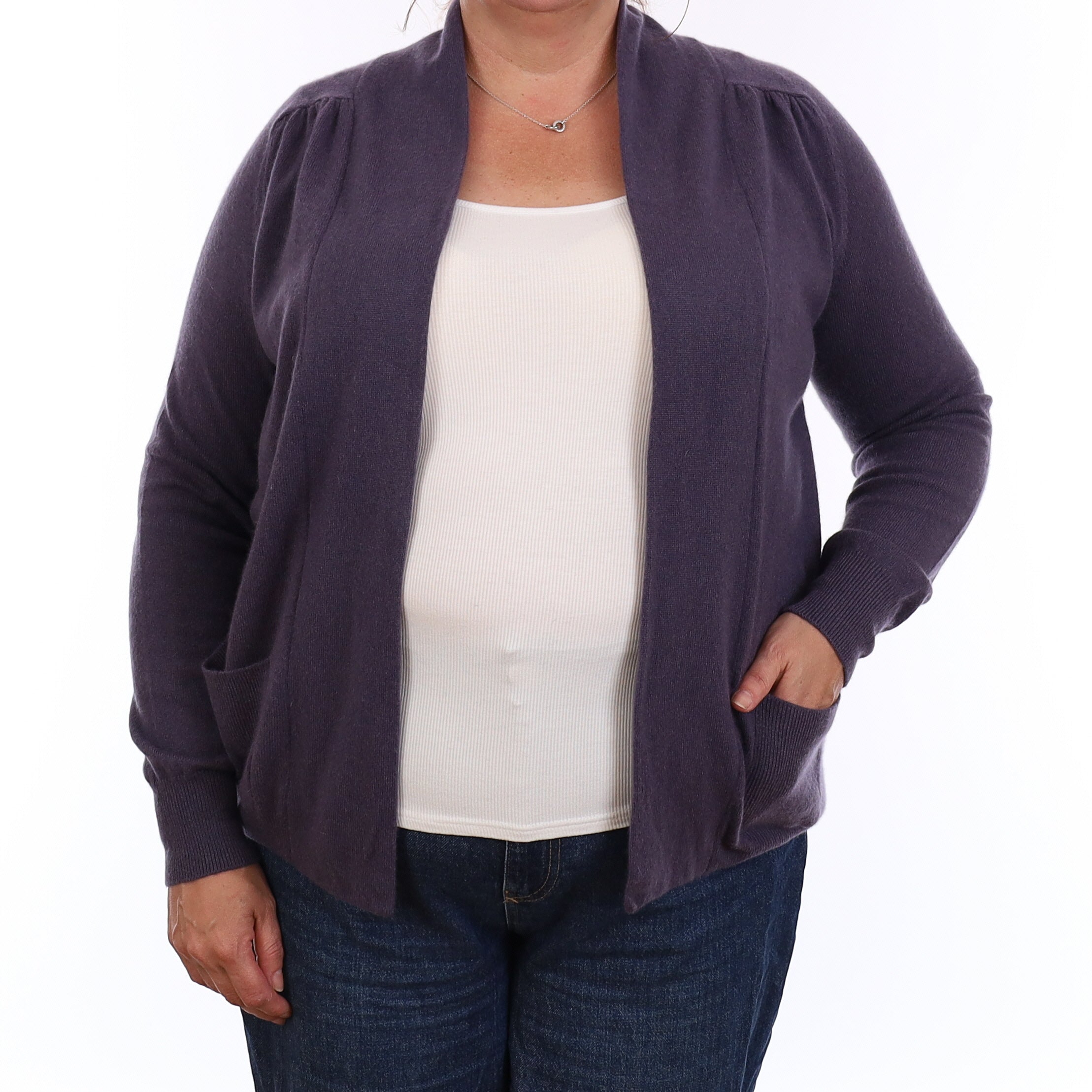 Shadow Purple Cashmere Edge to Edge Cardigan Extra Large