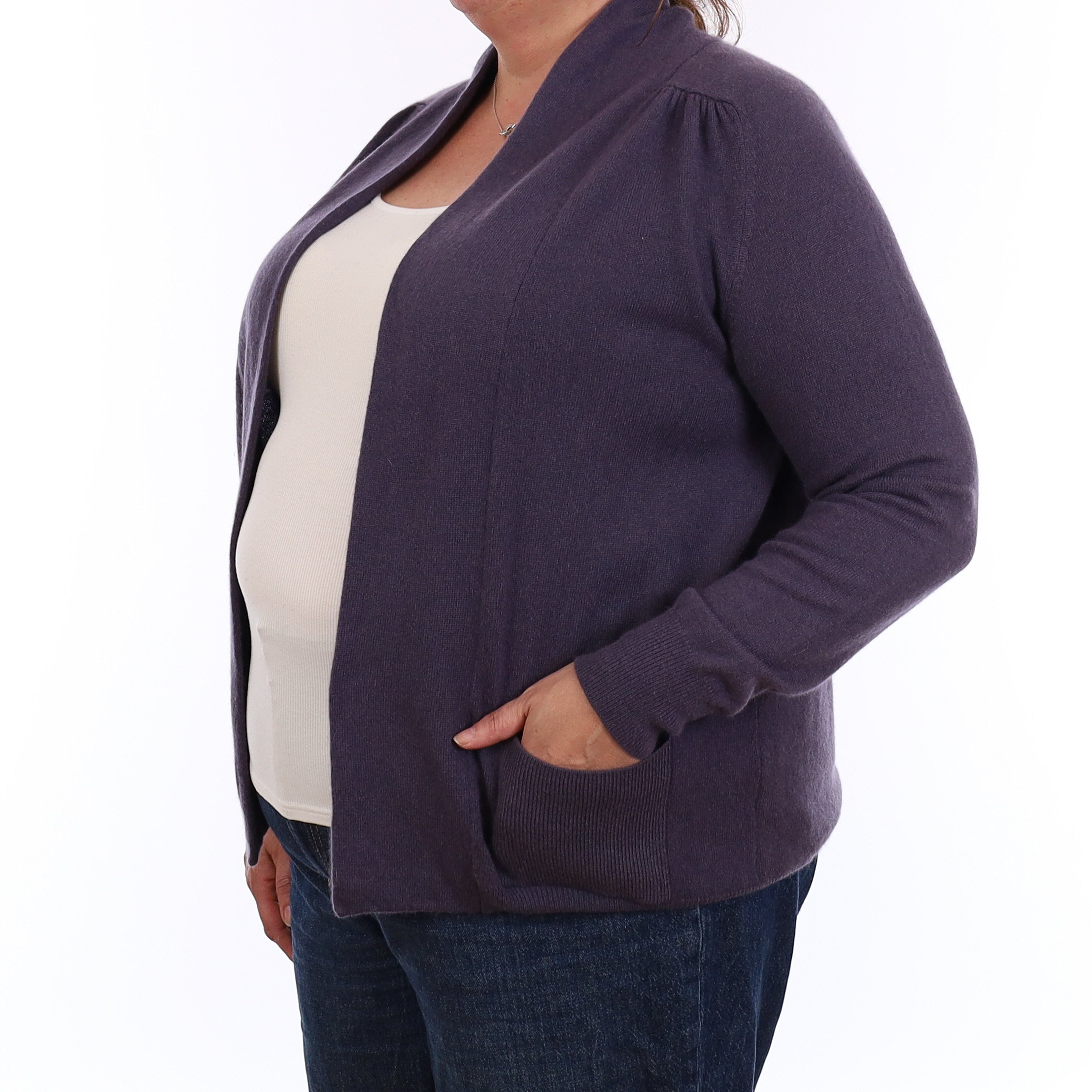 Shadow Purple Cashmere Edge to Edge Cardigan Extra Large
