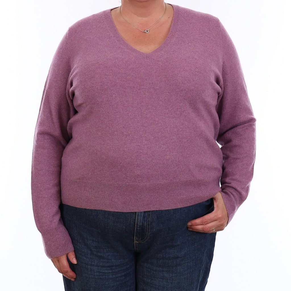 Wisteria Purple Cashmere V Neck Jumper XXL