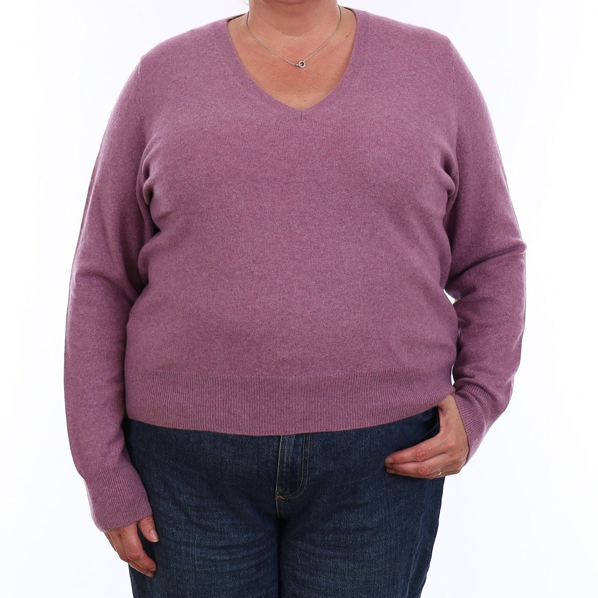 Wisteria Purple Cashmere V Neck Jumper XXL