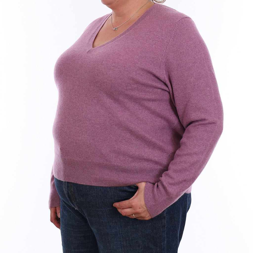 Wisteria Purple Cashmere V Neck Jumper XXL