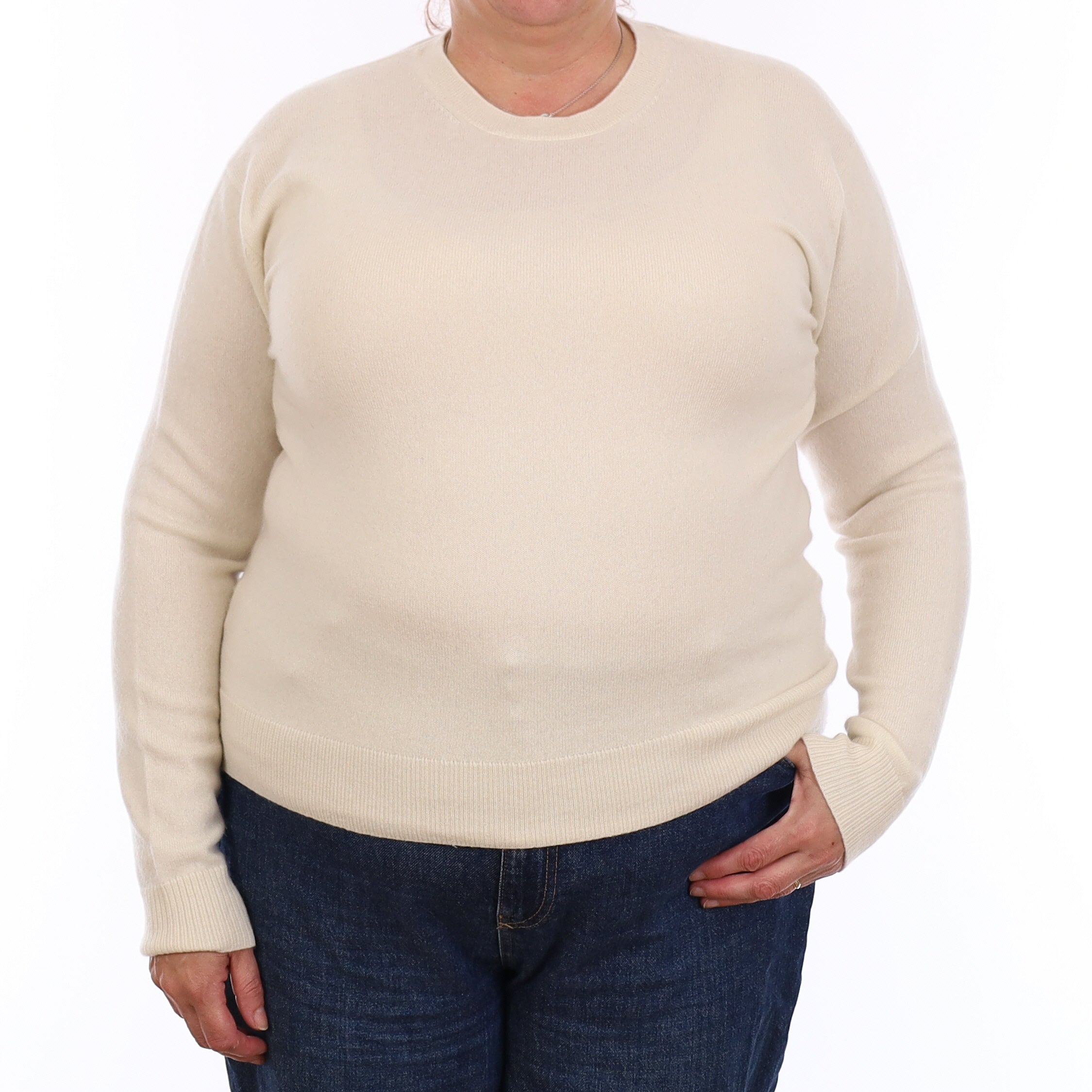 Winter White Cashmere Crew Neck Jumper Extra Large