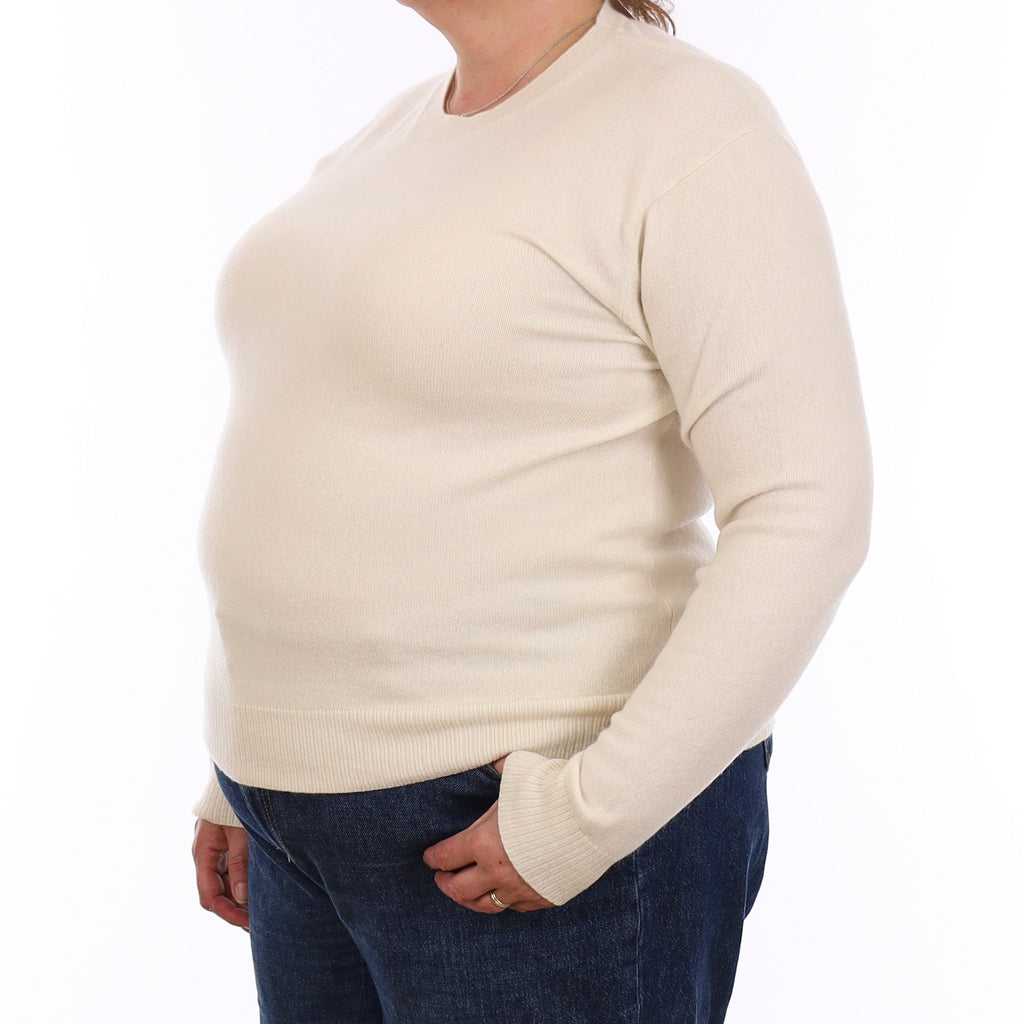 Winter White Cashmere Crew Neck Jumper Extra Large