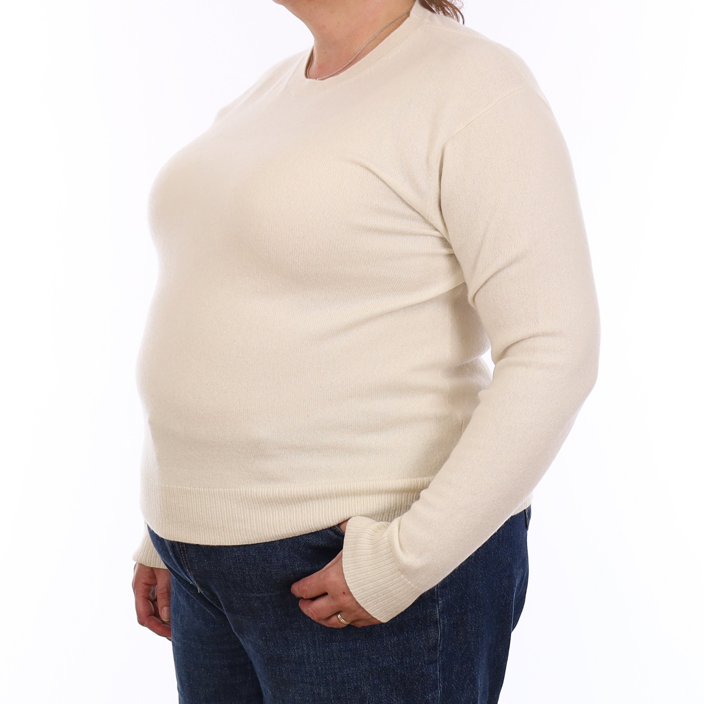 Winter White Cashmere Crew Neck Jumper Extra Large