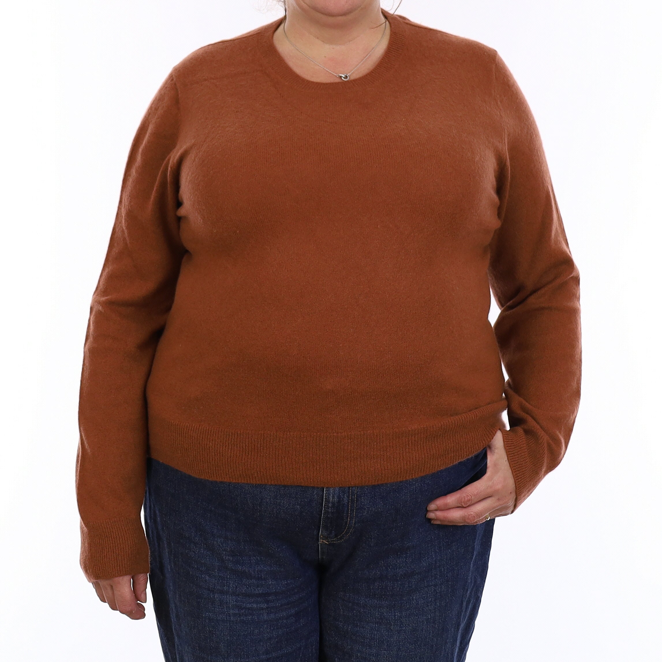 Rust Brown Cashmere Crew Neck Jumper Extra Large