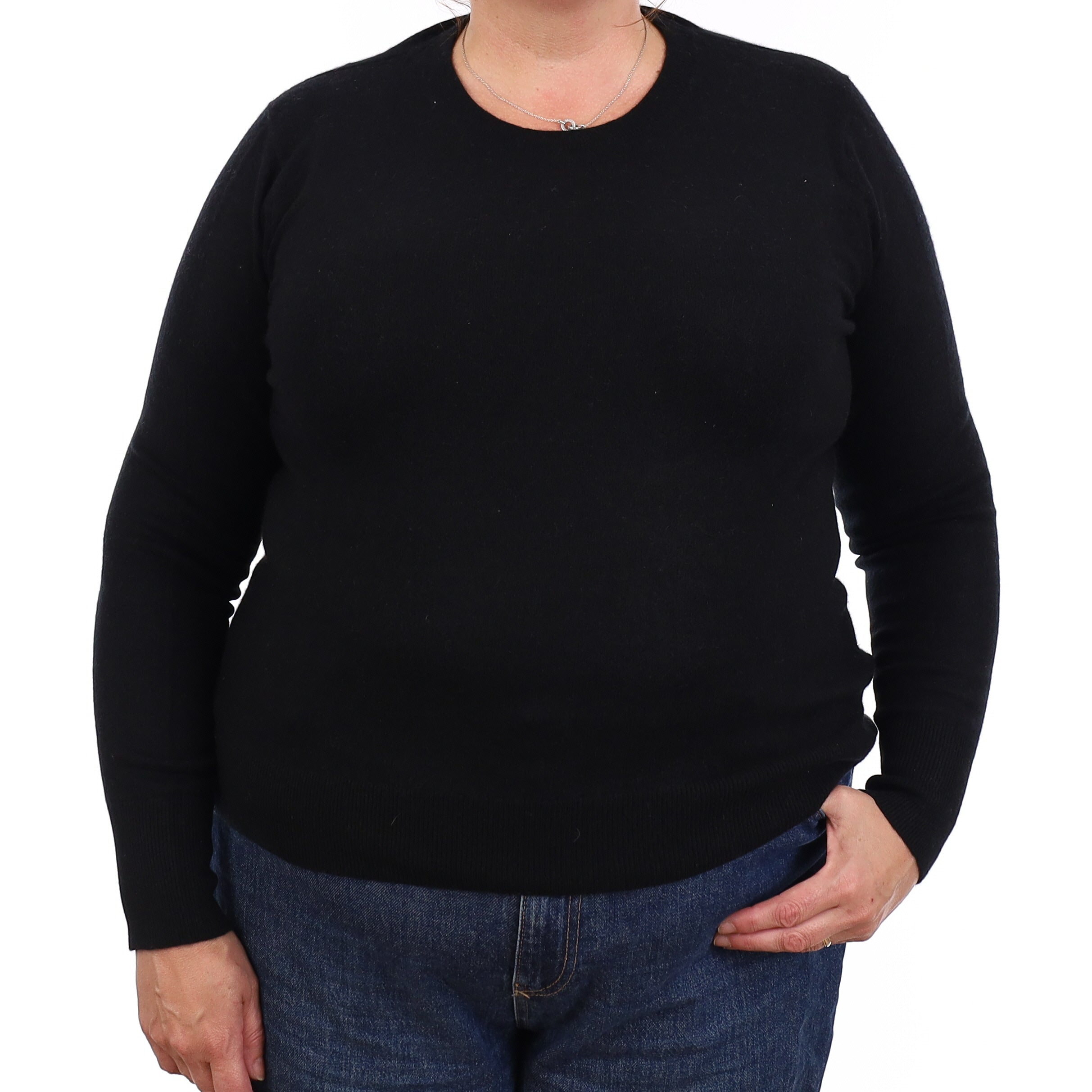 Black Cashmere Crew Neck Jumper Extra Large