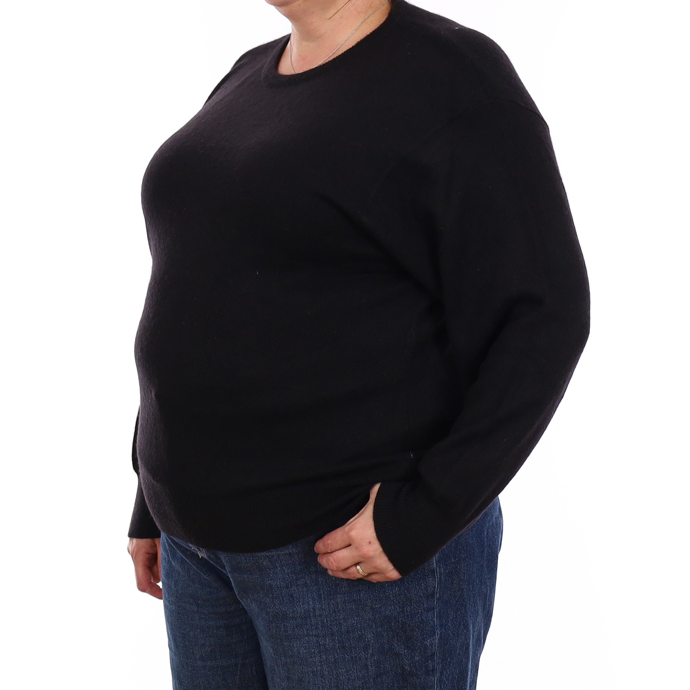 Black Cashmere Crew Neck Jumper Extra Large