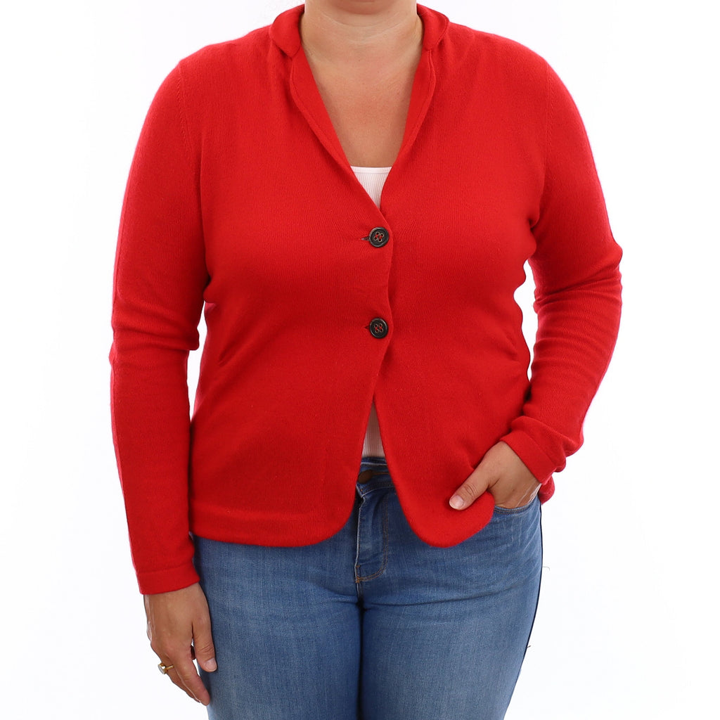 Peter Hahn Scarlet Red Cashmere Collared Jacket Large