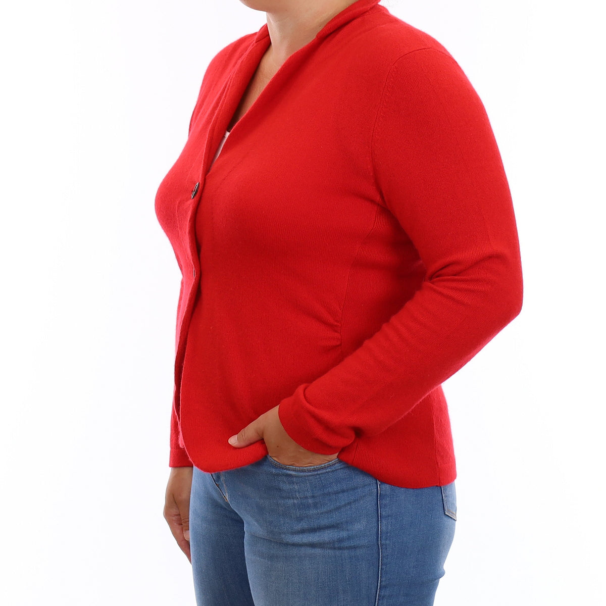 Peter Hahn Scarlet Red Cashmere Collared Jacket Large