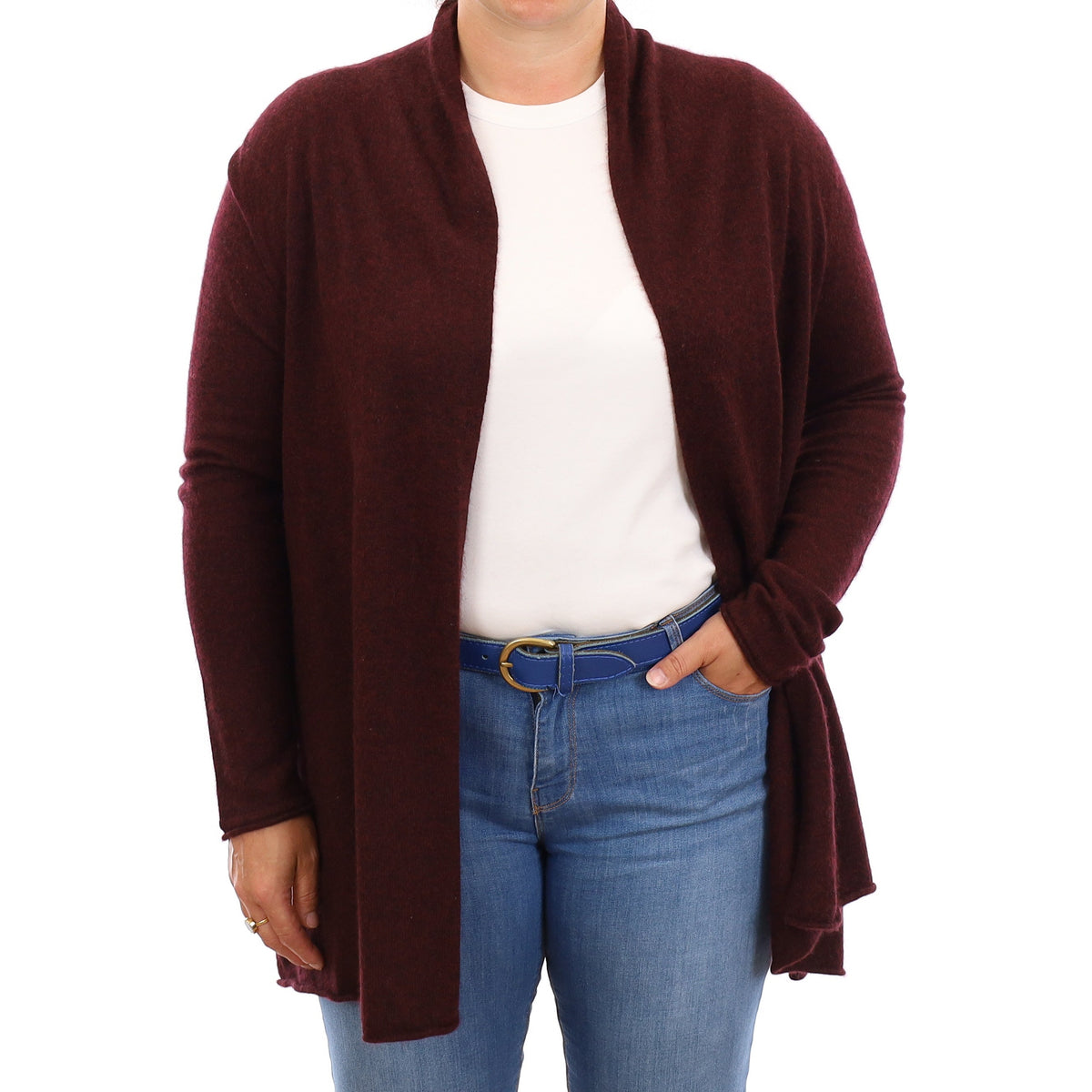 Port Red Cashmere Edge to Edge Cardigan Large
