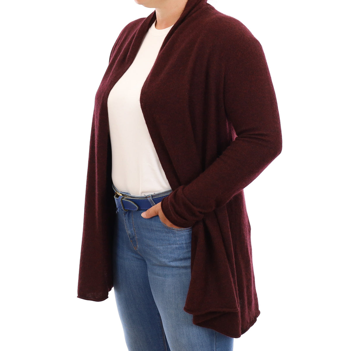 Port Red Cashmere Edge to Edge Cardigan Large