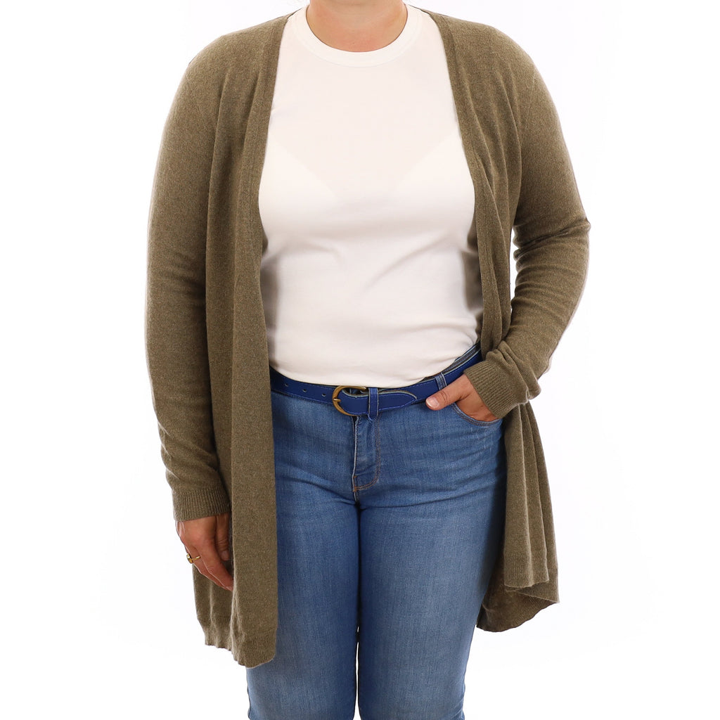 Ralph Lauren Olive Green Cashmere Edge to Edge Cardigan Large