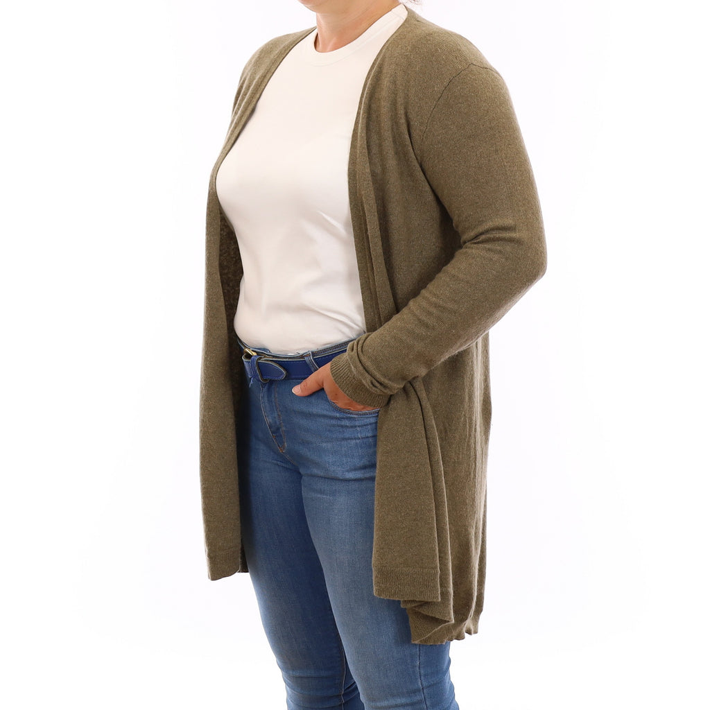 Ralph Lauren Olive Green Cashmere Edge to Edge Cardigan Large