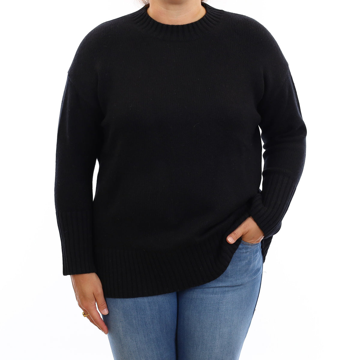 Cos Black Chunky Knit Cashmere Crew Neck Jumper Large