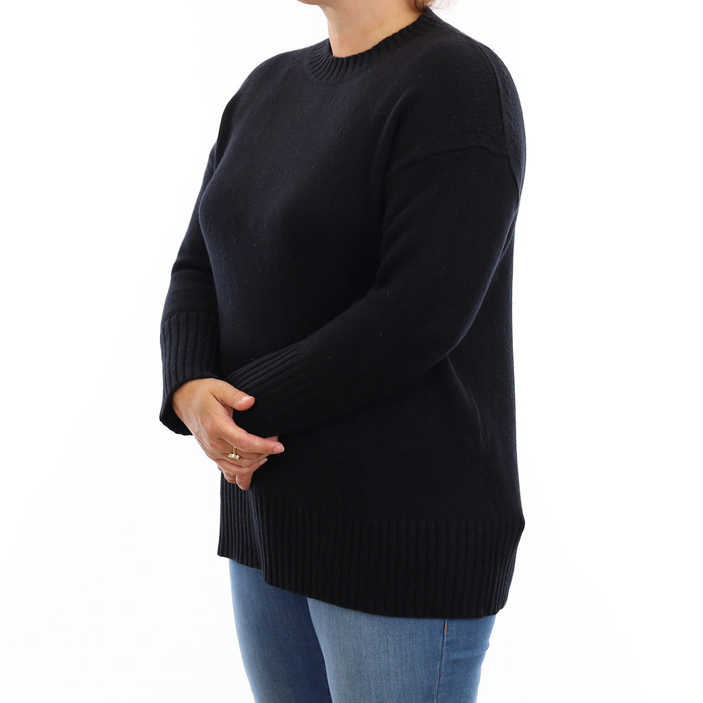 Cos Black Chunky Knit Cashmere Crew Neck Jumper Large