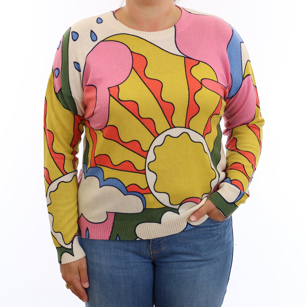 Colourful Sunshine Design Cashmere Crew Neck Jumper Large
