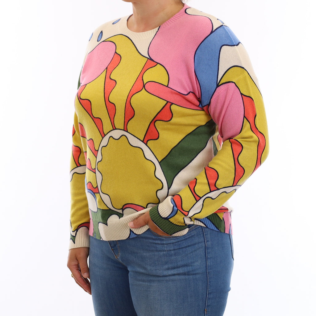 Colourful Sunshine Design Cashmere Crew Neck Jumper Large