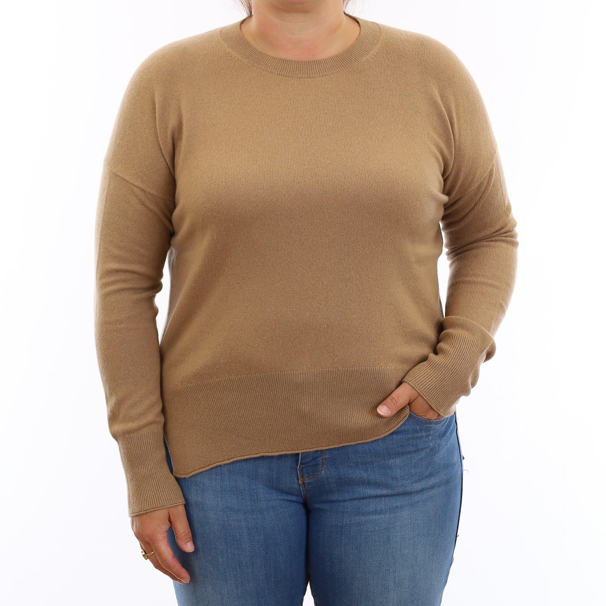 Theory Fudge Brown Cashmere Crew Neck Jumper Large
